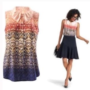 CAbi Love Peter Pan Collar Abstract Ombré Sleeveless Colorful Blouse Style 3078